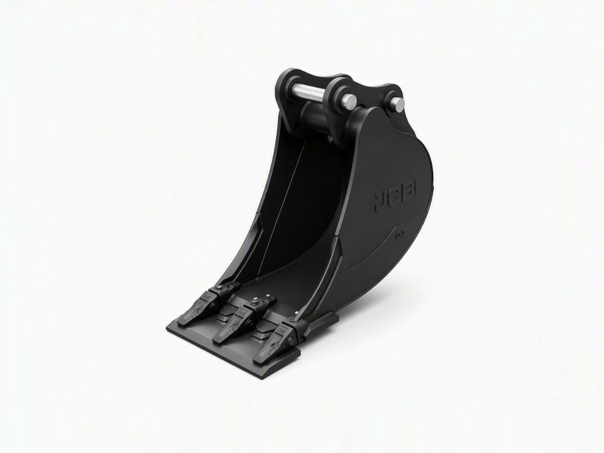An image showing the front view of JCB 15C bladed bucket - 6"/150mm (Part 980/B2026)
